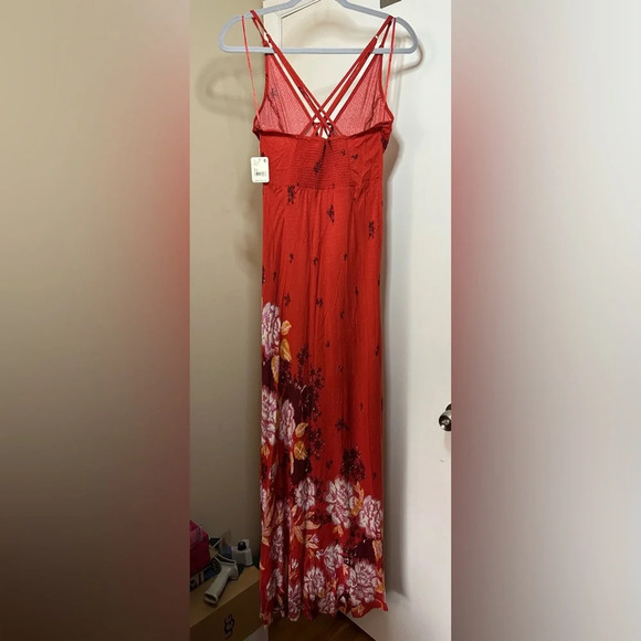 NWT Free People Get to You Floral Maxi Sundress Scarlet Red XS - Picture 6 of 12